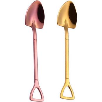 2x Rose Gold-Plated Small Shovel Spoon Set