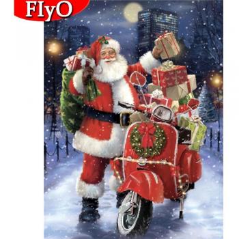 Weihnachten-Full-Round-Diamanten – Handgefertigte Winterstickerei 20×30 cm