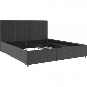 Lit design Roselit 180x200 cm avec tiroirs anthracite