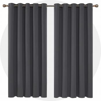 Deconovo Room Darkening Eyelet Curtains for Kids 66 x 72 Inch Dark Grey 2 Panels