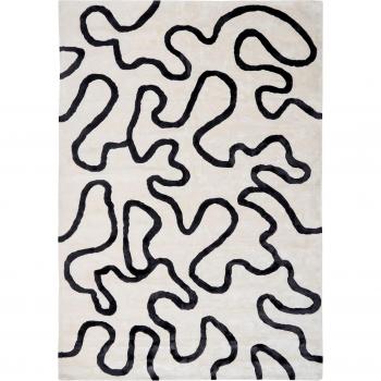Tapis en Viscose Noir et Blanc 160 x 230 cm Kappar Fait Main