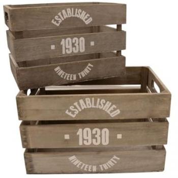 Vintage Deko-Holzkisten 2-tlg Aufbewahrungsbox im Used-Look