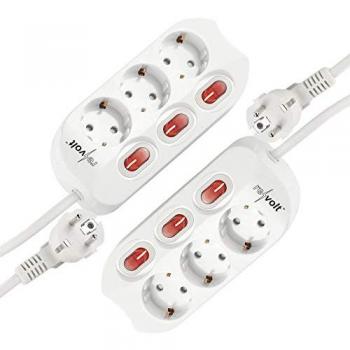 Multiprise REVOLT 3 Ports + 3 Interrupteurs – Blanc