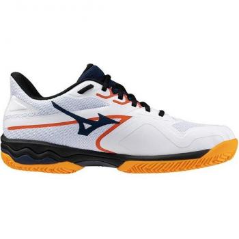 Mizuno Wave Exceed Light 2 Padel Shoes – UK 6.5, White/Dress Blue/Carrot Curl Combo
