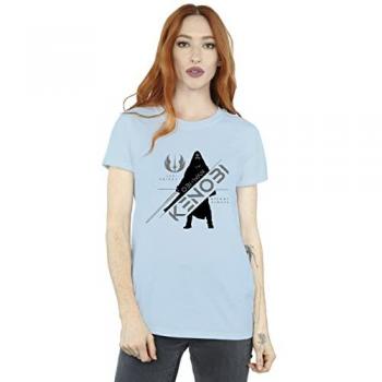 Obi‑Wan Kenobi “Jedi Knight” Cotton Boyfriend T‑Top – Baby Blue (Womens)