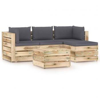 VidaXL 5-tlg. Lounge-Set für den Garten mit Kissen