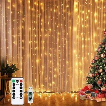 LED Window Curtain Fairy Twinkle Lights, 3mx3m 300leds USB Operated (Warm White)