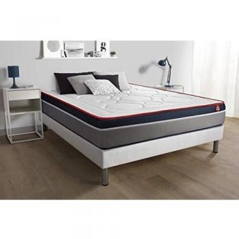 Sommier 90x200 kit blanc avec Matelas Vital Ergo Ressorts ensachés et Mémoire de Forme