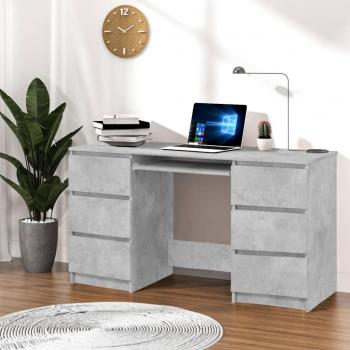 VidaXL Tafel voor thuiswerk 140x50x77 cm bewerkt hout betongrijs