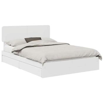 VidaXL White Headboard Bed with Storage – 160x200 Engineered Wood