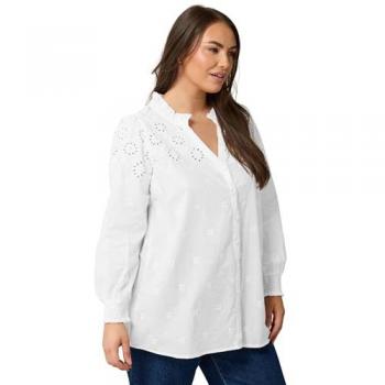 Chemisier Evans Blanc Brodé 100% Coton Taille 54-56