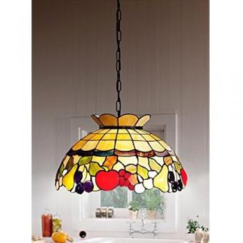 Tiffany Pendellichtkette mit farbigem Obstglas (Apfel, Birne, Traube, Pflaume) – 265 Stück, Ø55 cm