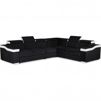 Canapé d’angle convertible – Réversible, Noir / Blanc