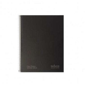 Caderno Espiral A4 Navigator Preto 120Fls Quadriculado