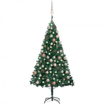 VidaXL Weihnachtsbaum mit Lichtern und Kugeln, grün, 120 cm, künstlich