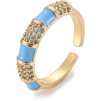 Anillo geométrico colorido para mujer, esmaltado con cristal de Circonia cúbica, dorado y cobre, 2022