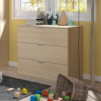 Commode 3 tiroirs Chêne clair