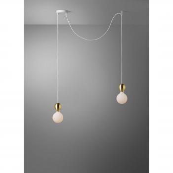 Lampada sospensione 2 cadute Milano G125 oro bianco