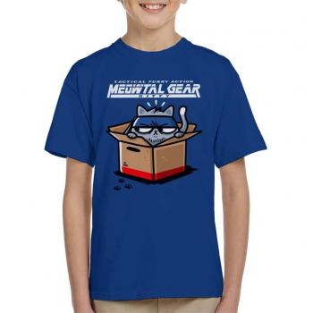 Royal Blue Metal Gear Solid Meowtal Cat Shirt for Children