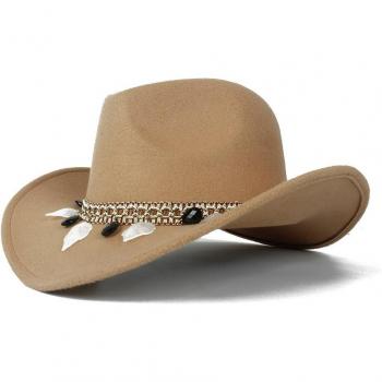 Ladies' Black Wool Cowboy Hat with Fringe