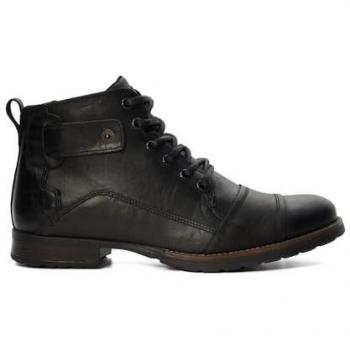 Dune London Men's Simon Black Leather Casual Lace-Up Boots