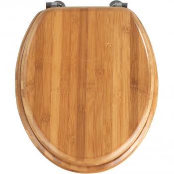 Tapa de Baño Wenko Bambus Marrón con Metal Cromado