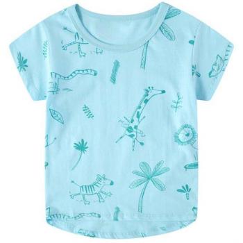 Camiseta infantil de manga corta con jirafa, león y cebra para verano