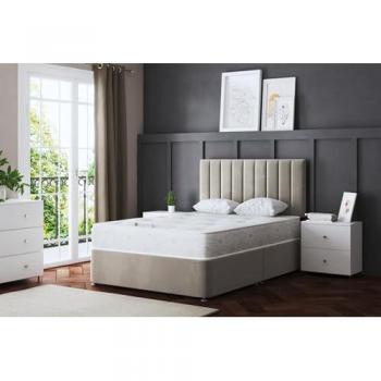 Amelia Cream Upholstered Small Double Divan Bed with Headboard