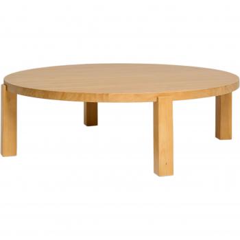 Mesa de centro redonda color marrón claro 120x35 cm