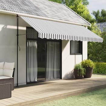 Tissu de remplacement de cantonnière d’auvent rayé anthracite et blanc 4 m