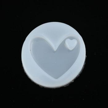Molde de resina para joyería corazón blanco redondo 50mm (2) diámetro, 2 unidades