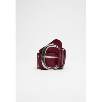 Stradivarius Burgundy Wide Eyelet Belt 34