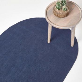 Homescapes Woven Oval Rug in Navy, 50 x 80 cm