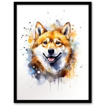 Shiba Inu Canvas Portrait – Watercolor Gift for Pet Lovers