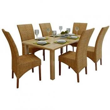Sillas de Comedor 6 Piezas Ratán Marrón Natural