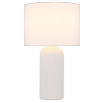 Lampe de salon en céramique, abat-jour en tissu blanc, interrupteur à câble, 20 × 36 cm (E27)
