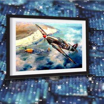5D Diamond Cross Stitch: Military Aircraft in Action