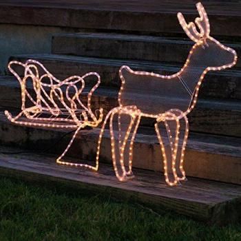 Renna de Navidad con Slitta y Lámparas LED