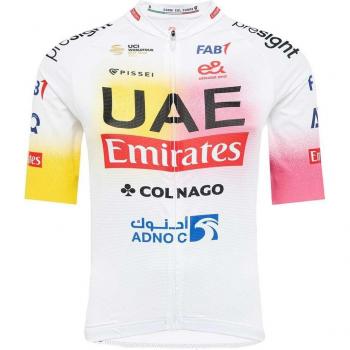 Maglia UAE Team Emirates Official Giro+Tour 2024 a Maniche Corti bianco rosa giallo XXL