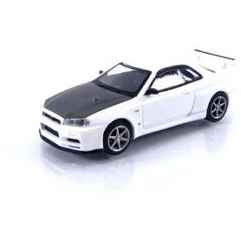 Miniature Nissan GT‑R R34 Skyline (V Spec II) 1:64 – TrueScale White