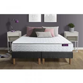 Matelas 160x200 + Double sommier Gris 80x200 Memo