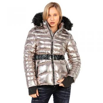 Winterjacke CIPO & BAXX – Modernes Design, 100 % Polyester, Silber, Damen M