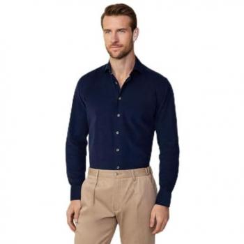 Camicia Slim Fit Hackett in babycord navy a maniche lunghe