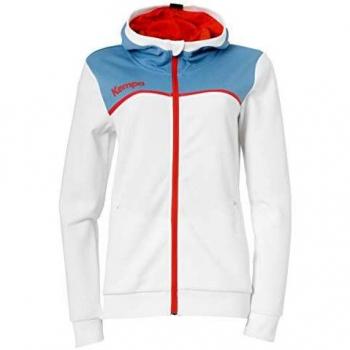 Chaqueta con capucha Kempa Ebbe & Flut, Mujer, Blanco/Azul (Dove), L