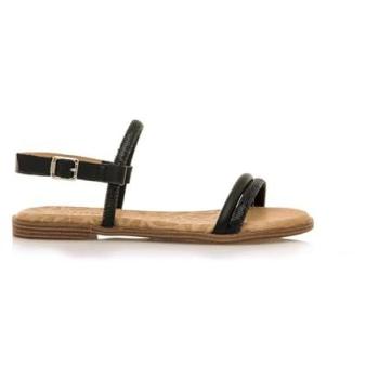 Sandalias Negro Mustang con Microcristales y Hebilla