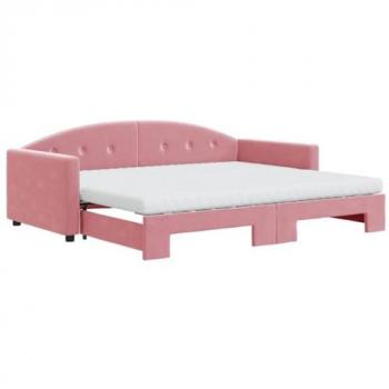 VidaXL Samt Tagesbett Ausziehbar Rosa 90x200 cm