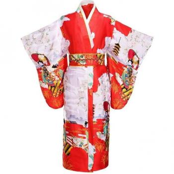 Kunstseiden-Kimono mit floralem Design