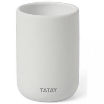 TataSoft Vaso Portacepillo Cerámico Blanco