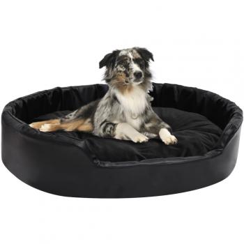 Lit pour chiens noir 90x79x20 cm en similicuir et peluche