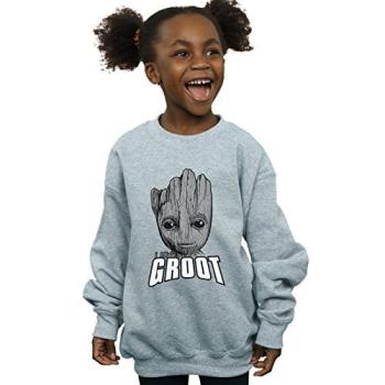 Girl’s Groot Face Hoodie – Guardians of the Galaxy, Grey, Size 9Y